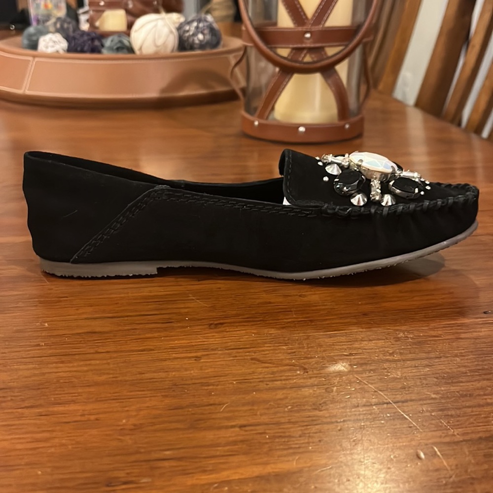 Free People Cherokee Gem Stone Moccasin Shoes Flats Black Suede Womens Size 8 - Picture 4 of 13